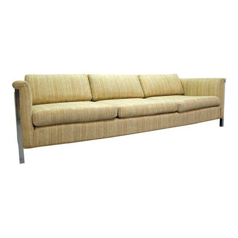 Mid Century Milo Baughman Style Chrome Frame Sofa 2