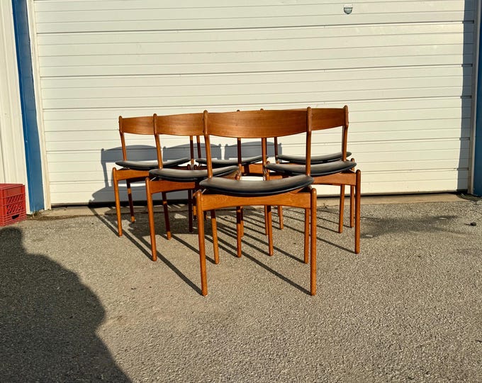Set of 6 Mid-Century Danish Teak Dining Chairs by Erik Buch
