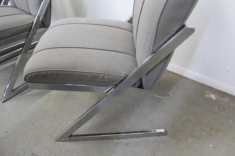 Mid-Century Modern Milo Baughman Style Chrome Cantilever Dining Chairs image 8