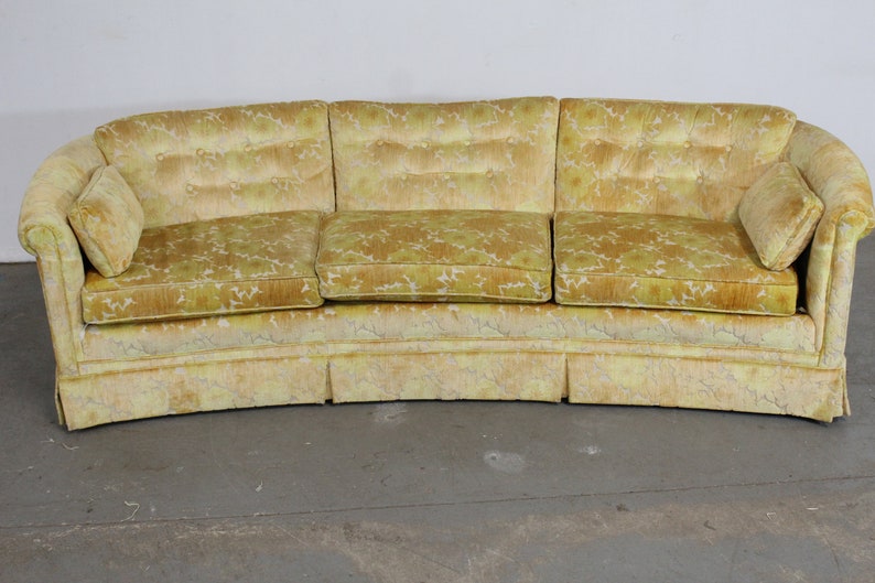 Mid-Century Modern Velvet Concave Front 92 Sofa image 4