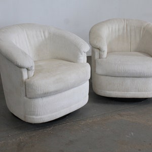 Pair of Mid-Century Modern Milo Baughman Style Swivel Rocker Club Chairs
