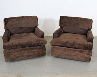Pair of Vintage Mid-Century Modern Milo Baughman Style Lounge Club Chairs