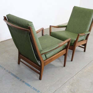 Pair of Mid Century Modern Walnut Open Arm Lounge Chairs image 8
