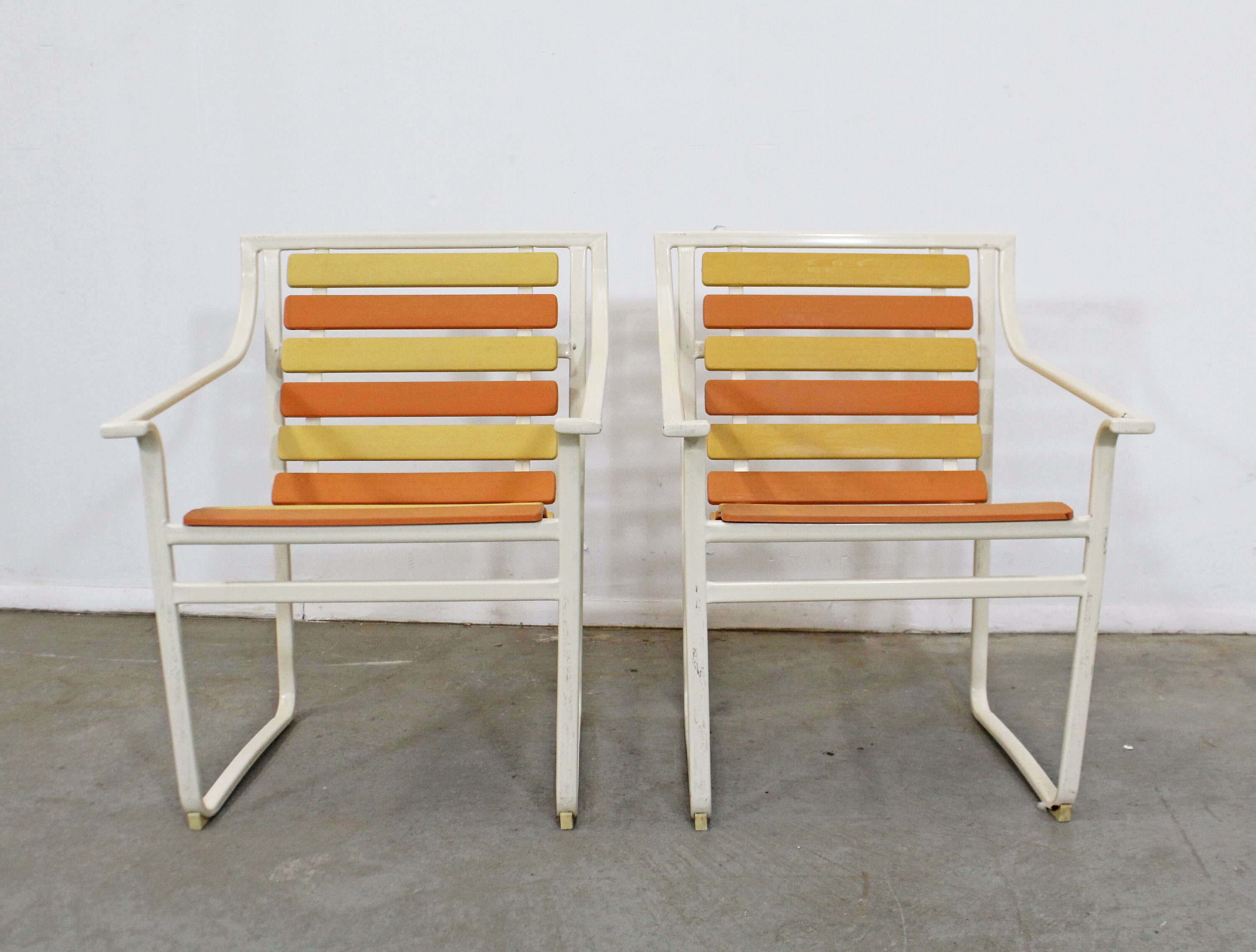 MidCentury Modern Rare Samsonite Outdoor Patio Steel Tube Arm Chairs