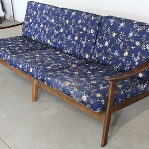 Mid-Century Modern 3 Cushion Open Arm Walnut Sofa image 3