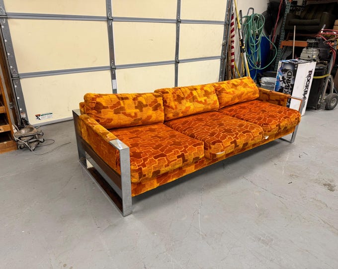 Mid-Century Danish Modern Adrian Pearsall Chrome Craft Associates Sofa