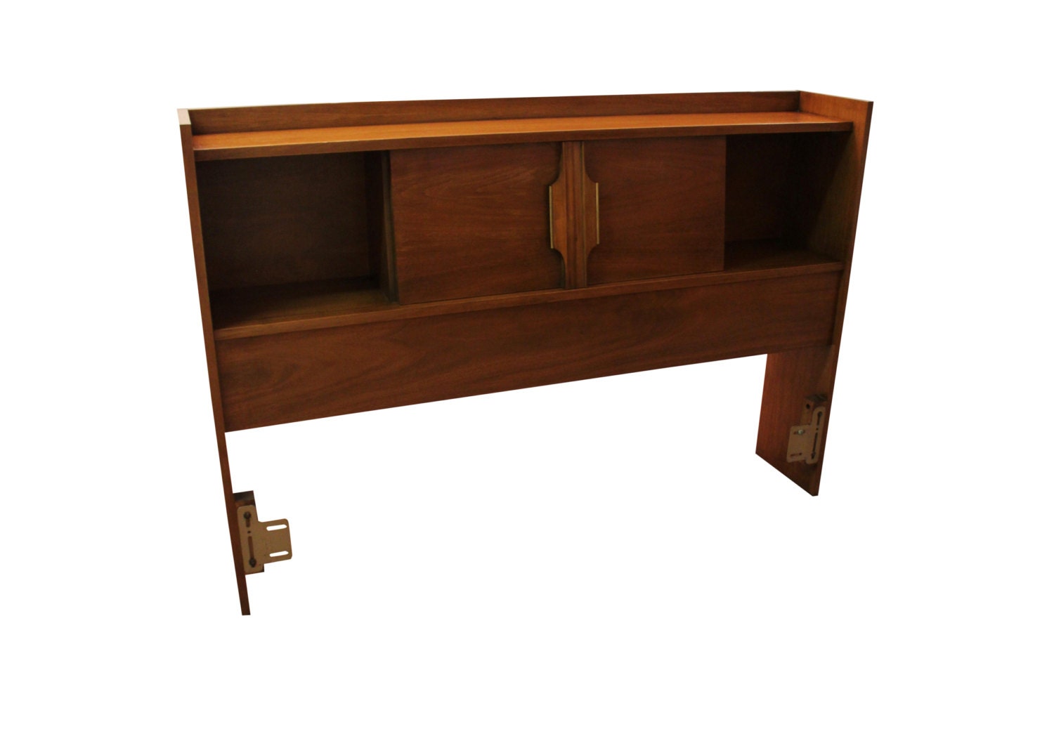 MidCentury Danish Modern Walnut Full Size Bed Bookcase Headboard