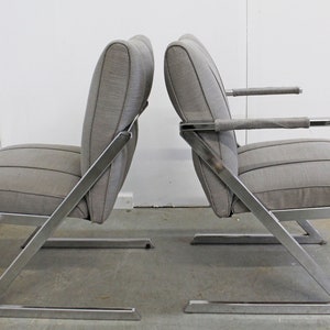 Mid-Century Modern Milo Baughman Style Chrome Cantilever Dining Chairs image 3