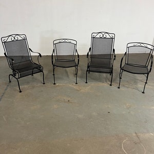 Set of 4 Vintage Outdoor Iron Salterini Style Dining Chairs image 2