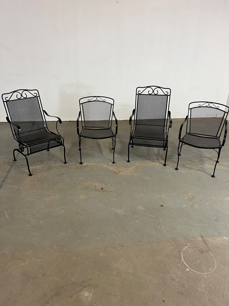 Set of 4 Vintage Outdoor Iron Salterini Style Dining Chairs image 2