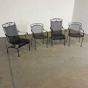 Set of 4 Vintage Outdoor Iron Salterini Style Dining Chairs image 1