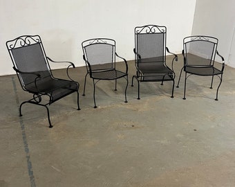 Set of 4 Vintage Outdoor Iron Salterini Style Dining Chairs