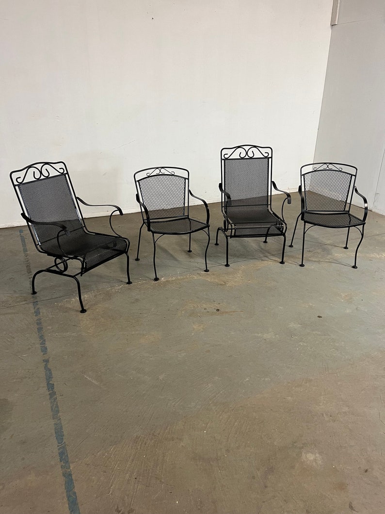 Set of 4 Vintage Outdoor Iron Salterini Style Dining Chairs image 1