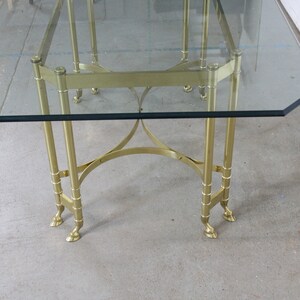 Vintage Brass and Glass Jansen Regency Style Hoof Foot Dining Table image 4
