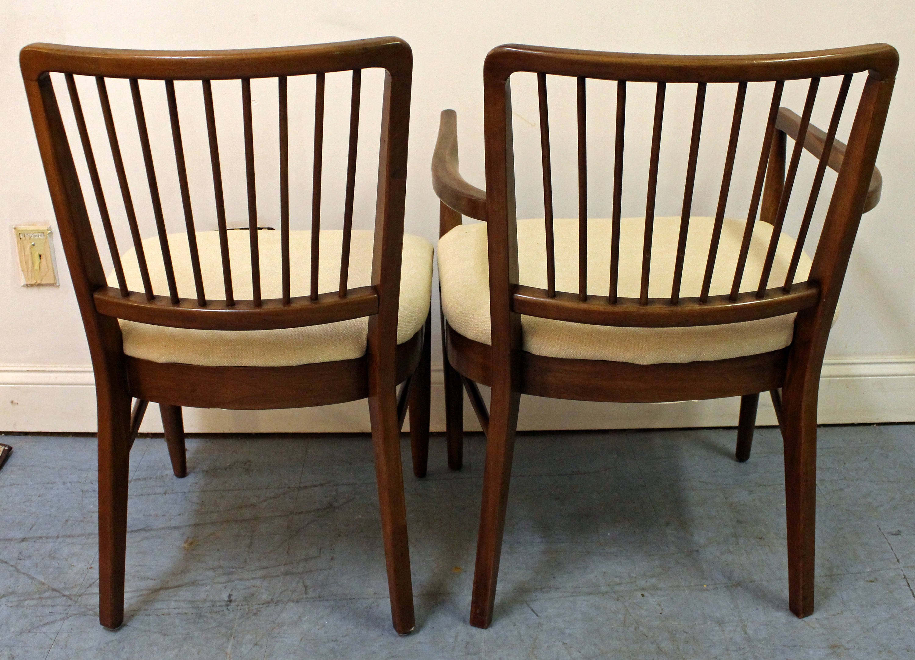 Set of 6 MidCentury Danish Modern Walnut Spindle Back Dining Chairs