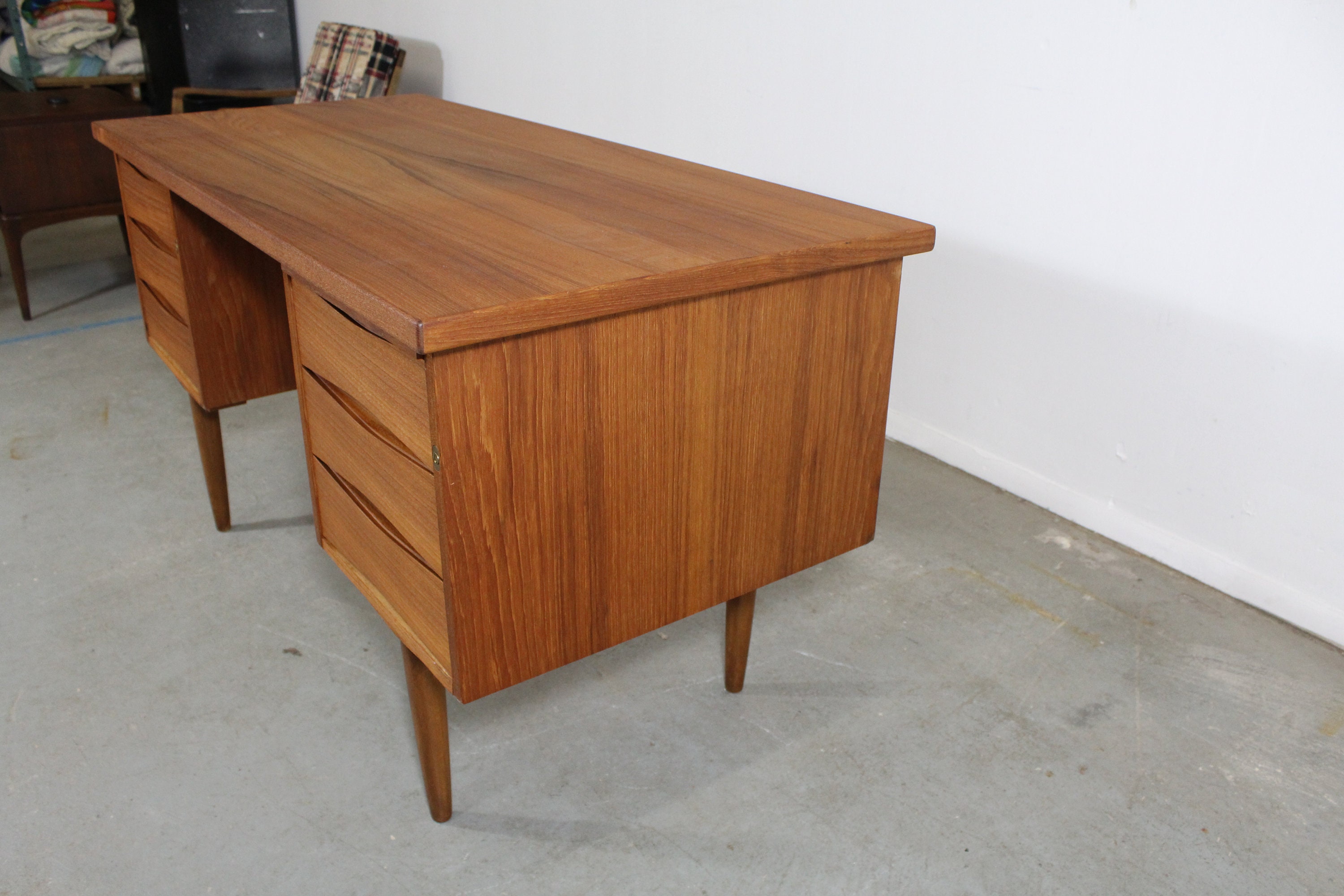 Danish Modern Arne Vodder Style Desk On Pencil Legs
