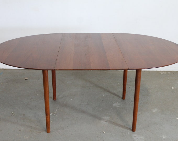 Mid-Century Danish Modern Peter Hdvit Teak Oval Dining Table w 1 Extension