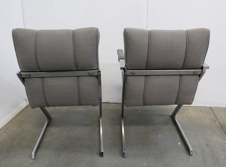 Mid-Century Modern Milo Baughman Style Chrome Cantilever Dining Chairs image 4