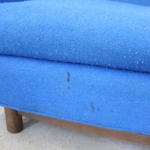 Mid-Century Modern Blue 3-Seater Sofa on Wood Base, Danish Modern Couch image 7
