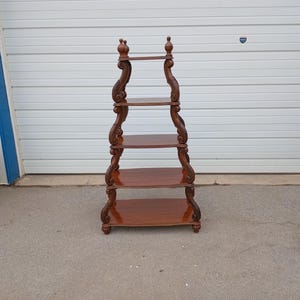Vintage 5-Tier Carved Walnut Etagere Shelf/Bookcase