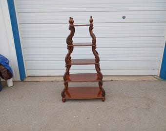 Vintage 5-Tier Carved Walnut Etagere Shelf/Bookcase