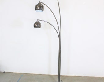 Mid-Century Modern Italian Chrome & Marble Guzzini Style 3-Way Arc Floor Lamp