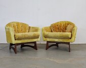 Pair of Mid Century Modern Barrel Back Club Chairs by Adrian Pearsall for Craft Associates