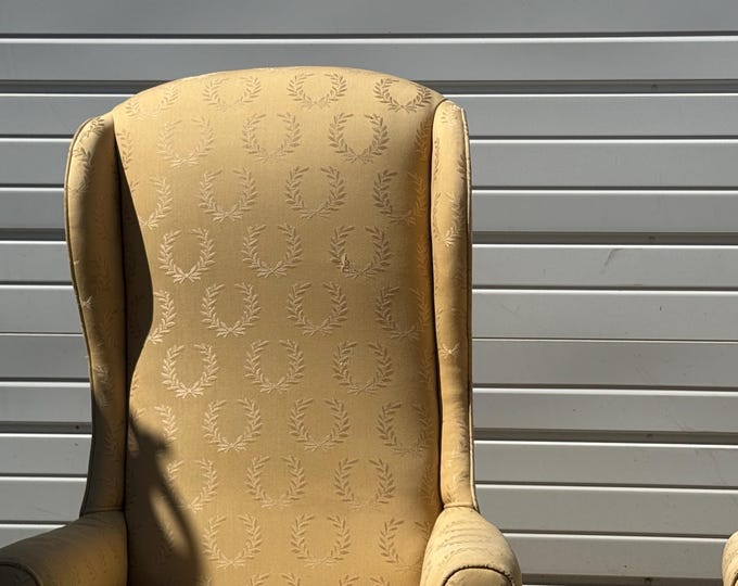 Pair of Vintage Fireside Elongated Wingback Chairs