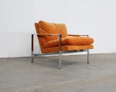 Vintage Mid-Century Modern Milo Baughman Thayer Coggin Chrome Lounge Chair