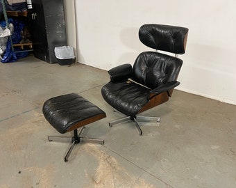Mid Century Danish Modern Eames era Selig Lounge Chair and Ottoman