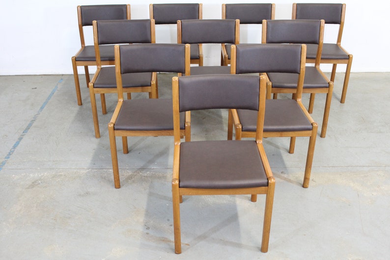 Set of 10 Danish Modern JL Moller Teak Side Dining Chairs image 1