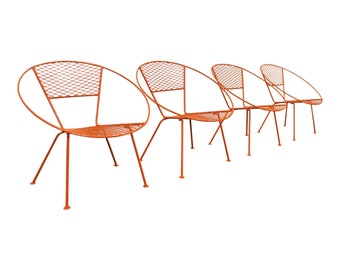 Vintage Mid-Century Modern Atomic Cicchelli Style Outdoor Circle Hoop Chair Set - SET OF 4 - Vintage Patio Furniture