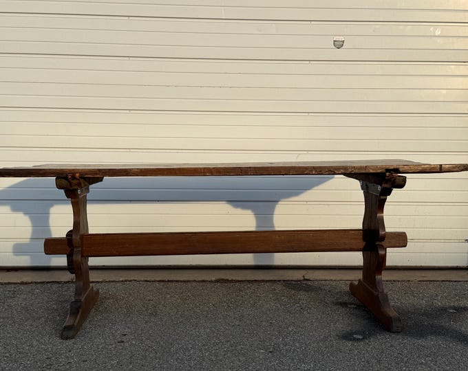 Antique French Oak Country Rustic Dining Table Circa 1800s