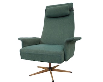 Mid-Century Danish Modern High Back Swivel Rocker Lounge Chair