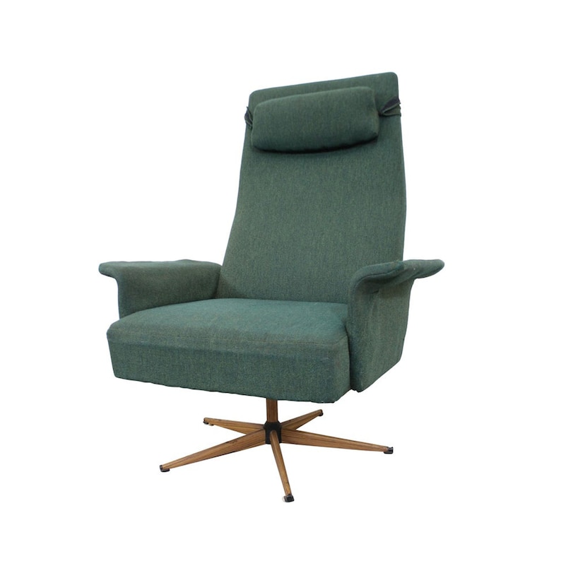 Mid-Century Danish Modern High Back Swivel Rocker Lounge Chair image 1