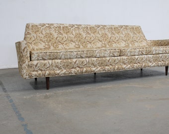 Mid-Century Elongated Curved Back 90" Sofa on Pencil Legs