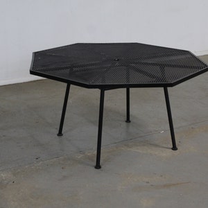 Mid-Century Outdoor Iron Woodard Sculptura Octagonal Low Profile Dining Table