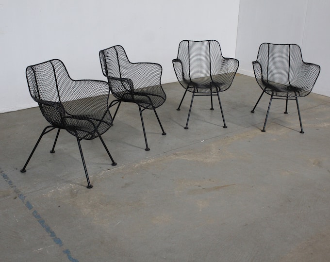 Set of 4 Mid-Century Modern Woodard Sculptura Outdoor Dining Chairs
