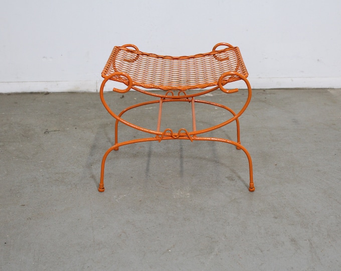 Vintage Mid-Century Modern Atomic Orange Metal  Stool