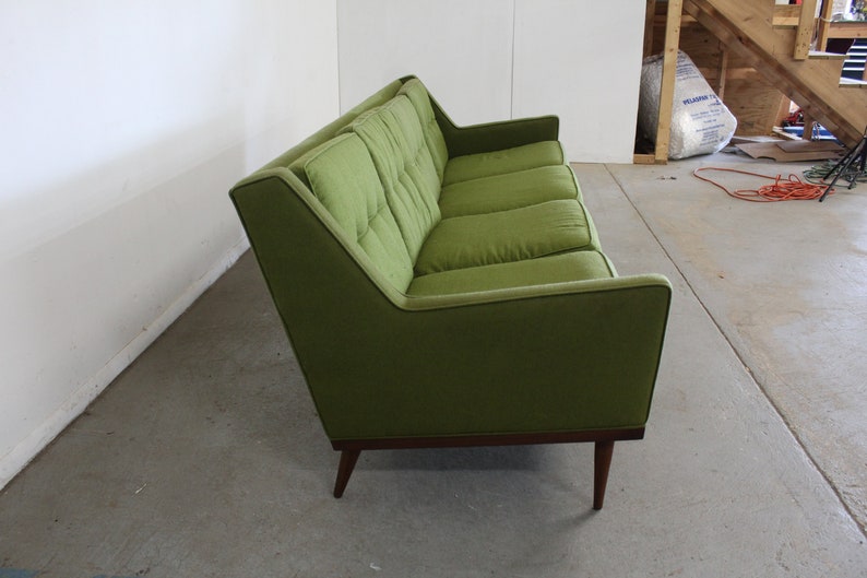 Mid-Century Modern Milo Baughman Style Pencil Splayed Leg 93 4 Cushion Sofa image 5