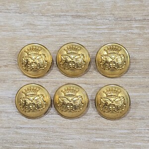 6 Waterbury Pattern 29577 Crown & Shield Gold Blazer Jacket High Dome Buttons