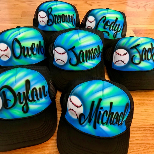 12 Baseball Theme Party Favors | Sports theme | Birthday Kids Teen Adults | Basketball | Airbrush Hats | Airbrushed Trucker Hats