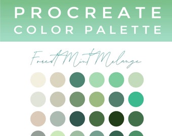 Procreate Farbpalette Sofortdownload 2021 Waldminty Melange Trendfarbe 2022 Botanische Vintage 30 Farben