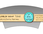 Tumbler wrap 16oz template diy collage sheet jpg, psd, gimp, INSTANT DOWNLOAD