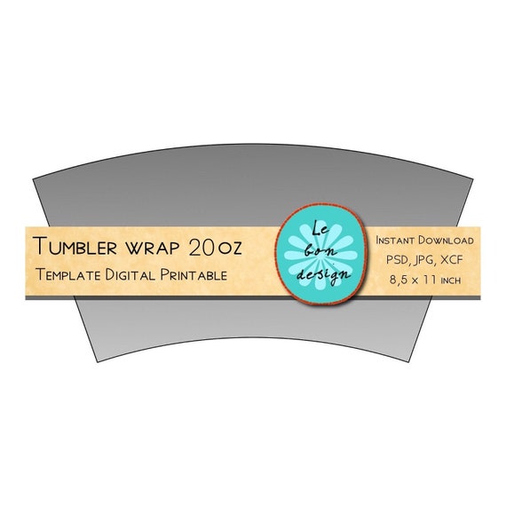 Download Tumbler Wrap 20oz Template Diy Collage Sheet Jpg Psd Gimp Etsy PSD Mockup Templates