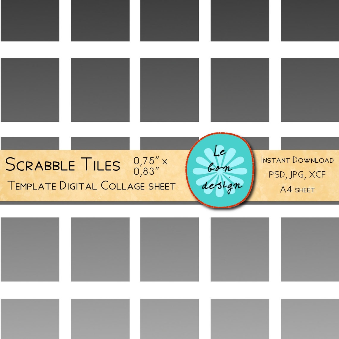 Instant Download DIY Scrabble Tile Collage Sheet Template, .75x.83 Inch ...
