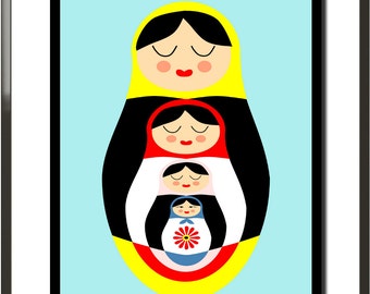 Printable art Matryoshka catherine holm style A3 Instant download