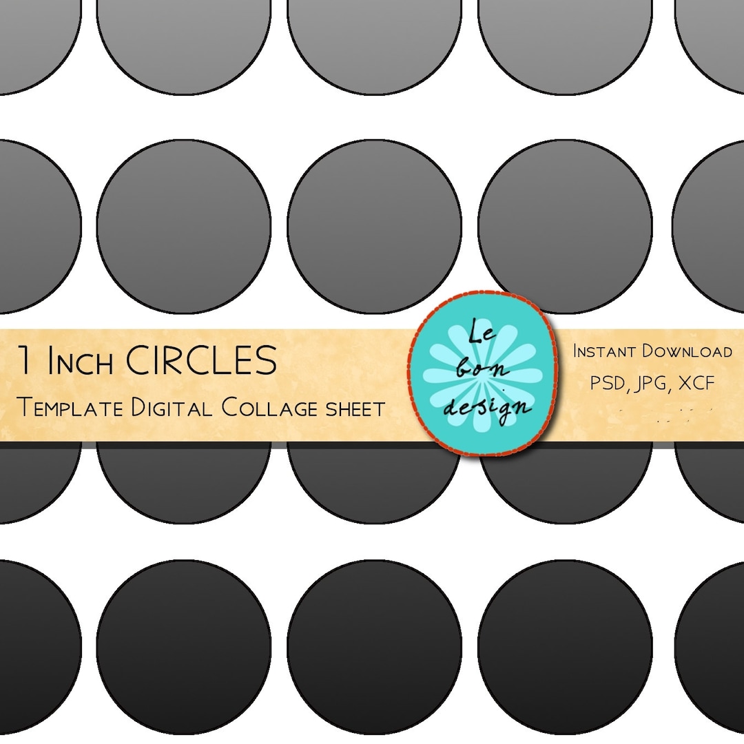 1 Inch Circle Template 12 Circles Diy Collage Sheet Jpg, Psd, Gimp, for ...