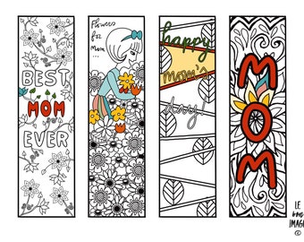 Mother’s day bookmark coloring page kids mom birthday gift teacher stuff