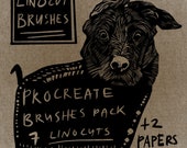 Procreate brushes pack 7 brush lino cut woodcut eraser or ink with two extra linocut papers for procreate app ipad pro apple pencil